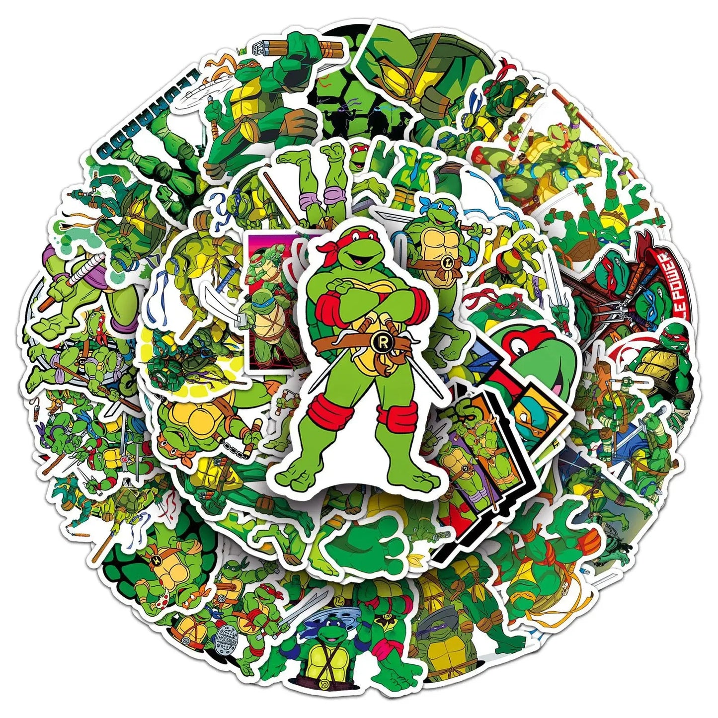 52Pcs/set Ninja Turtles TMNT Anime Stickers Kawaii Cartoon Cute Aesthetic Decal Decoration Laptop Motorcycle Luggage Car Sticker