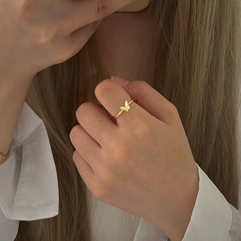 Sand Gold Opening Adjustable Frosted Ring Women's Fashion Sweet Light Luxury Niche Exquisite Ring Ancient Design