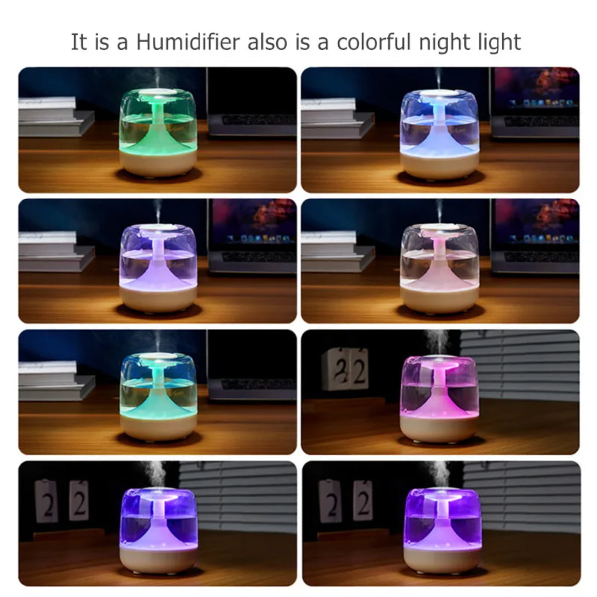 Transparent Ultrasonic Essential Oil Diffuser Cool Mist Humidifier Quiet Bedroom Desk