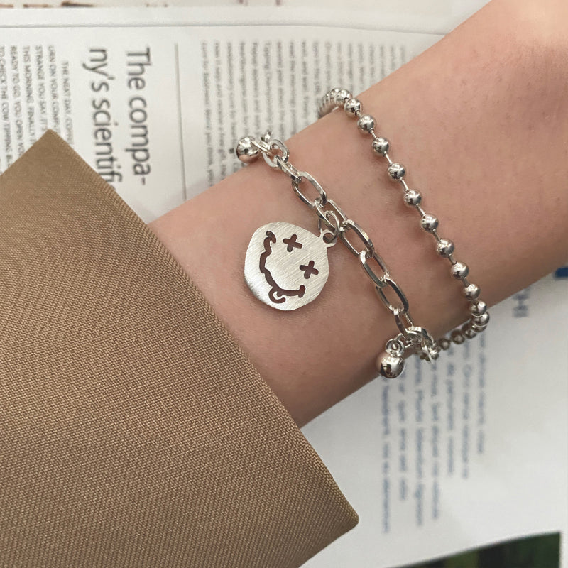 Bear Bracelet Korean Style Design Cold Style Cross Pendant Double Layer Bracelet