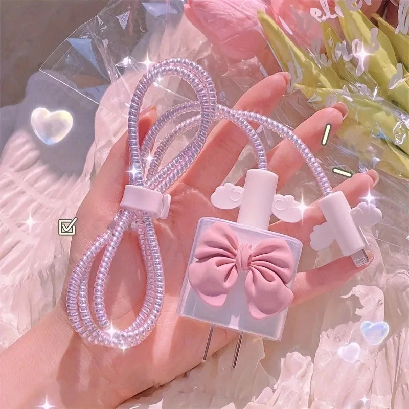 3D New Cable Charger Protection Case For IPhone 15 14 13 Pro Max 18W 20W Original Charger Cable Data Line Wire Spiral Protector