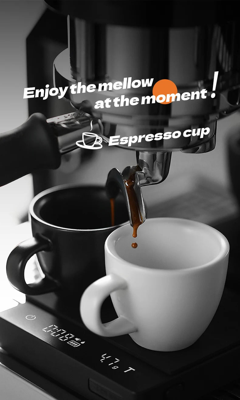 MHW-3BOMBER Espresso Cup with Saucer Set Latte Art Mugs Coffee Mug 80ml Ceramic Espresso Shot Cup Barista Accessories