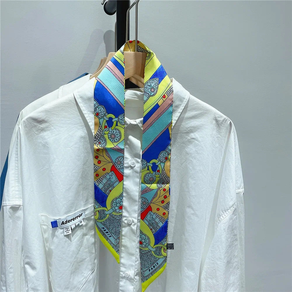 Fashion New Women's Twill Decorative Ribbon Small Scarf Binding Bag Handle Ribbon Hair Band Small Scarf Headband Scarf for Women