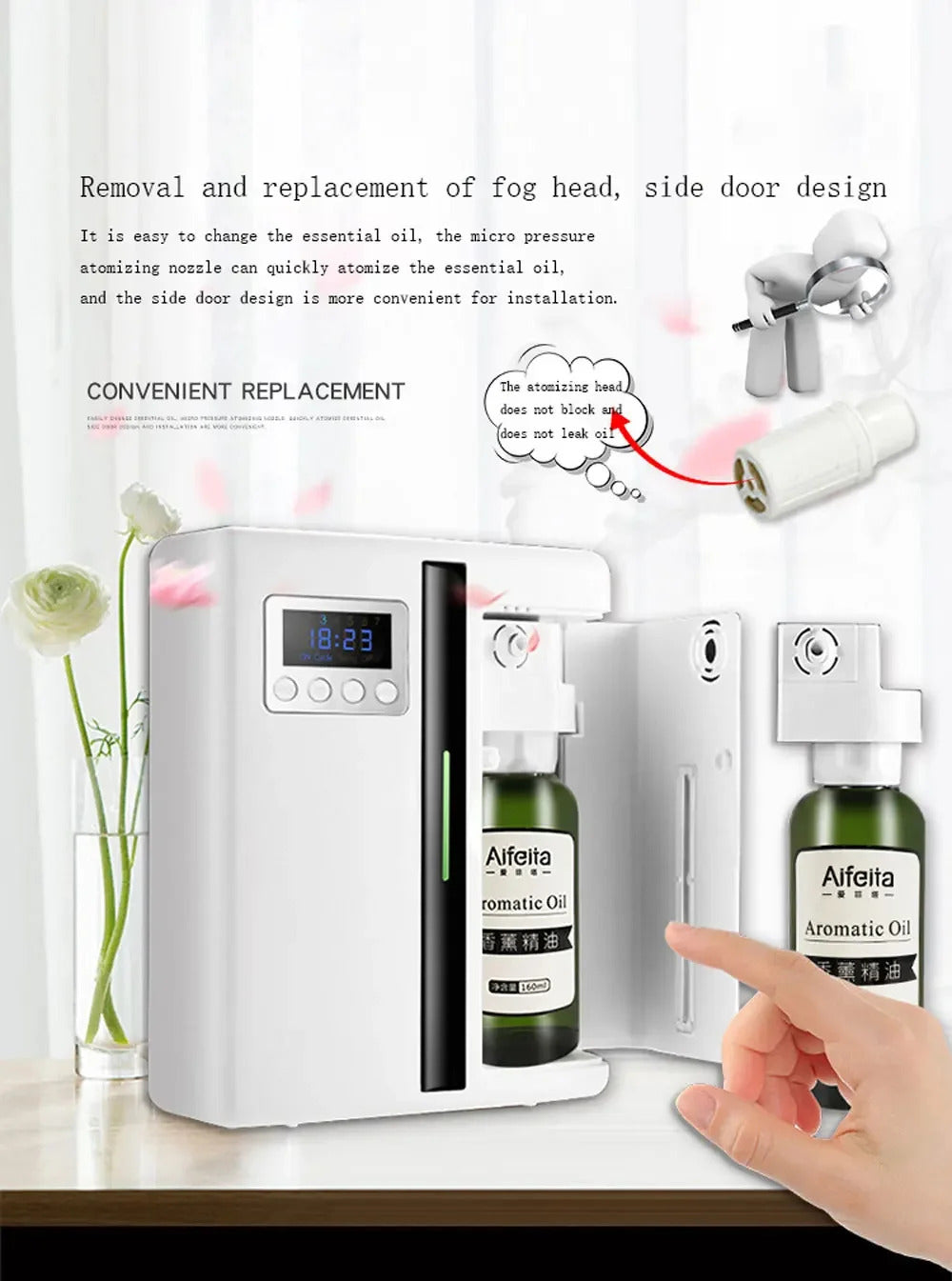 Coverage 300m³ Room Fragrance Diffuser Air Freshener Bluetooth Oil Diffuser For Essential Oil Electric Smell For Home Perfume