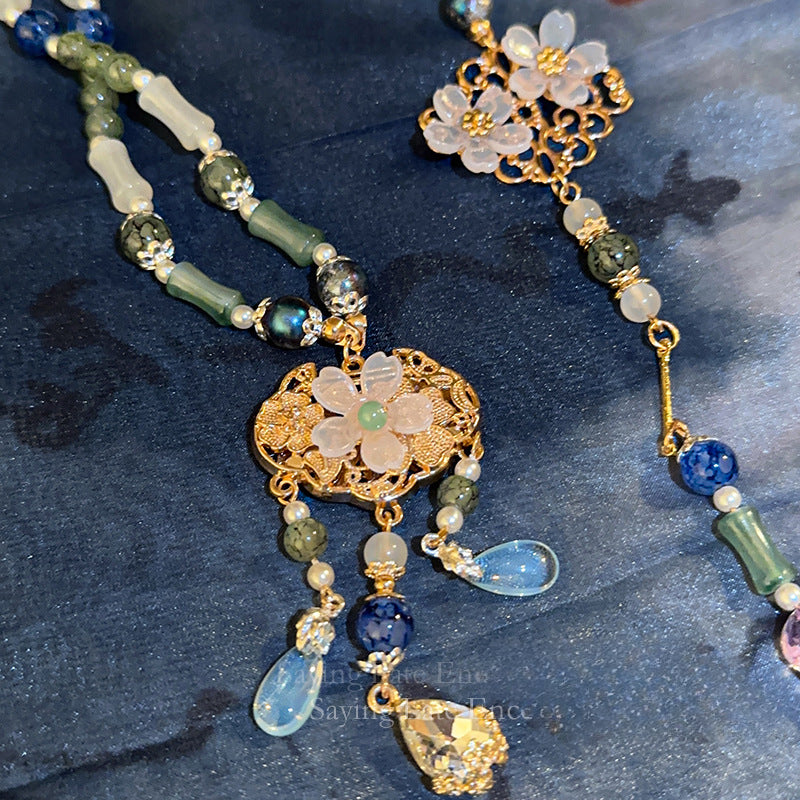 Ancient Style Hanfu Back Cloud Long Tassel Ming Dynasty Necklace New Chinese Style National Style Mamian Skirt Accessories