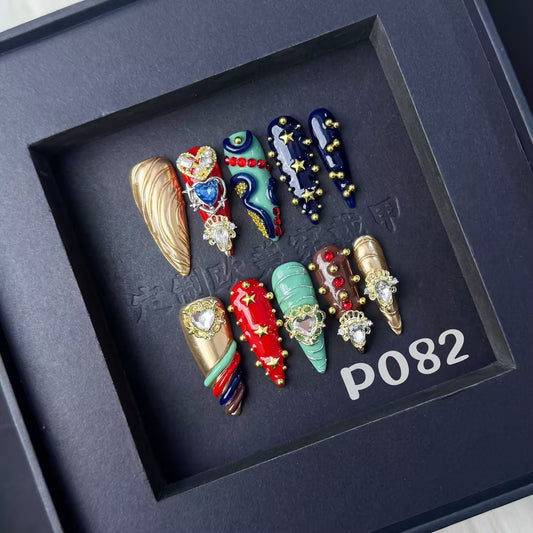 Wearable Nail Tips High-End Retro Palace Style Exotic Nail Tips Cross-Border Japan and Korea Exclusive Wholesale Wearable Nails