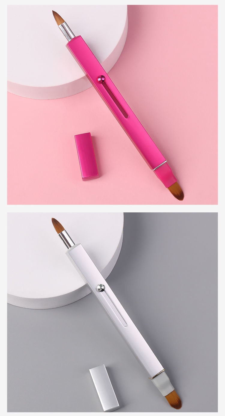 Retractable Double-Headed Lip Brush Portable Lip Brush Beginner Lip Liner Lipstick Special Makeup Tool Multi-Color