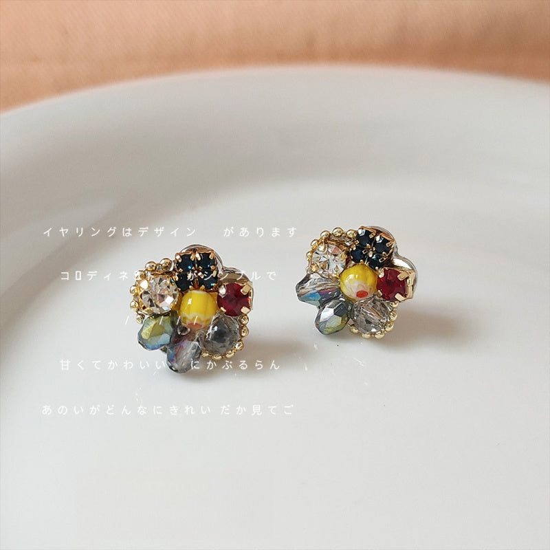 Personality niche! 925 silver plated 14K earrings hand-made design glass crystal earrings factory earrings wholesale