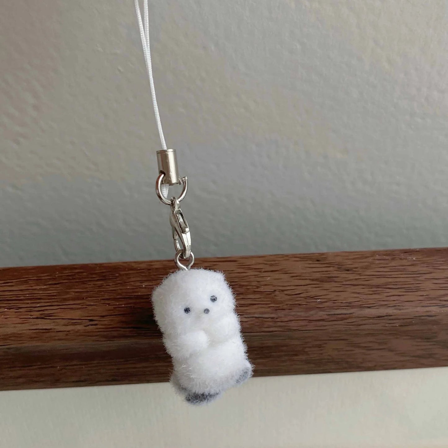 Ins Style Cute Seal Shape 3D Keychain Phone Charms Strap Kawaii Plush Flocking Pendant for Airpods Schoolbag