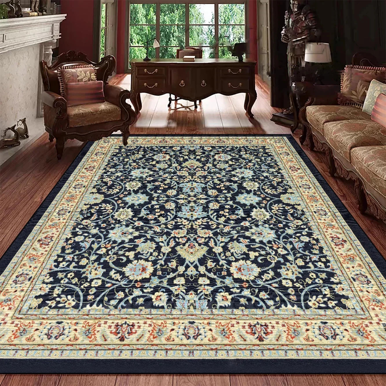 Vintage Bohemian High-end Luxury Carpet Retro Türkiye Persian Style Large Rug Classical Non Slip Washable Living Roon Floor Mat
