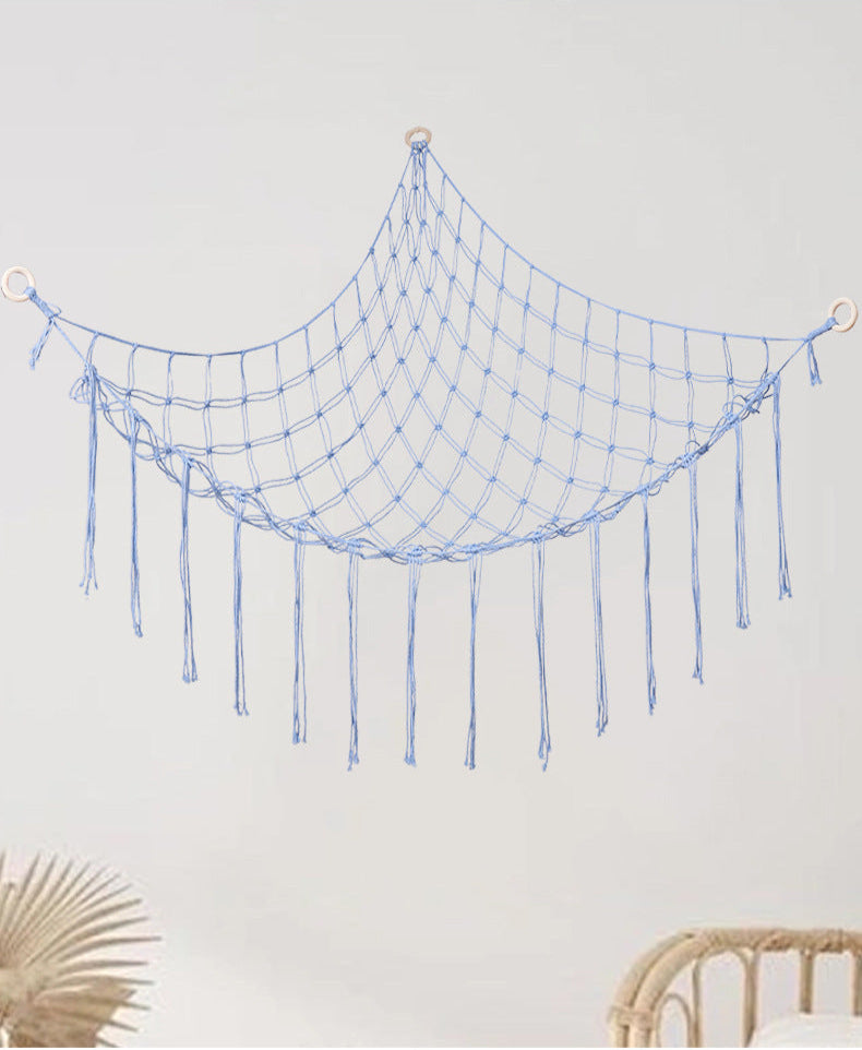Handwoven Children's Room Corner Toy Storage Hammock Bedroom Decoration Triangle Plush Toy Storage Net
