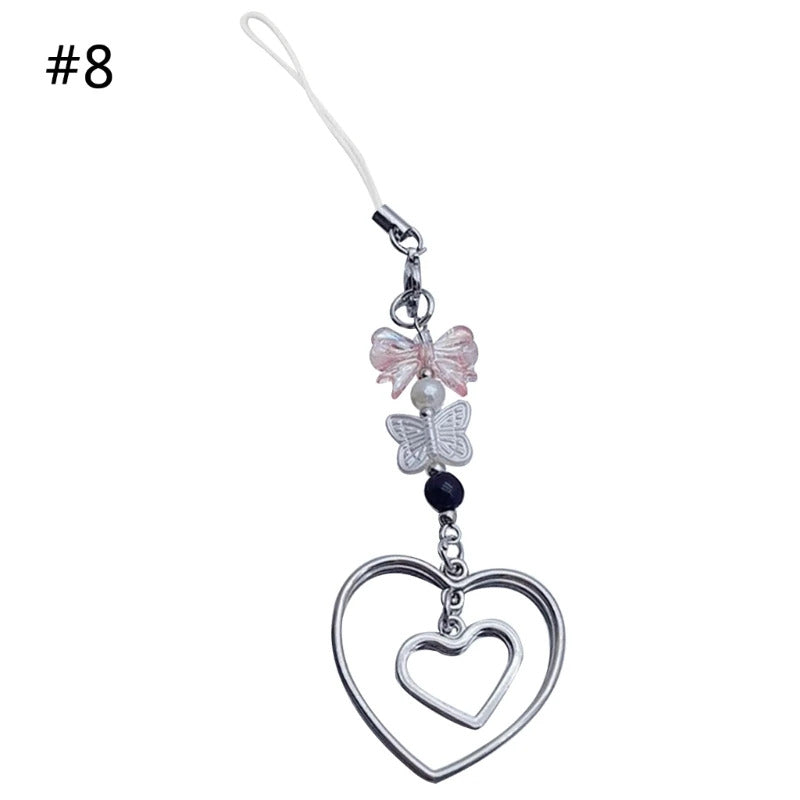 Stylish Phone Strap Trendy Phone Charm Portable Beaded Phone Chain Alloy Material Beads Phone Pendant for Girl and Women