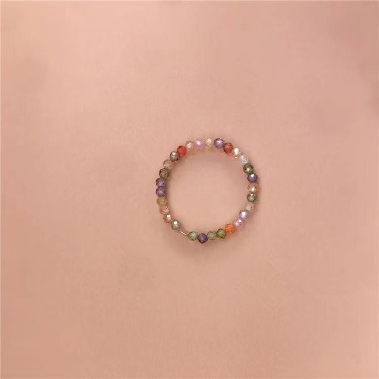 Natural Tourmaline Green Pine Garnet Small Particle Ring Ins Fashion Ring Ring Special Fine Finger Ring Bracelet