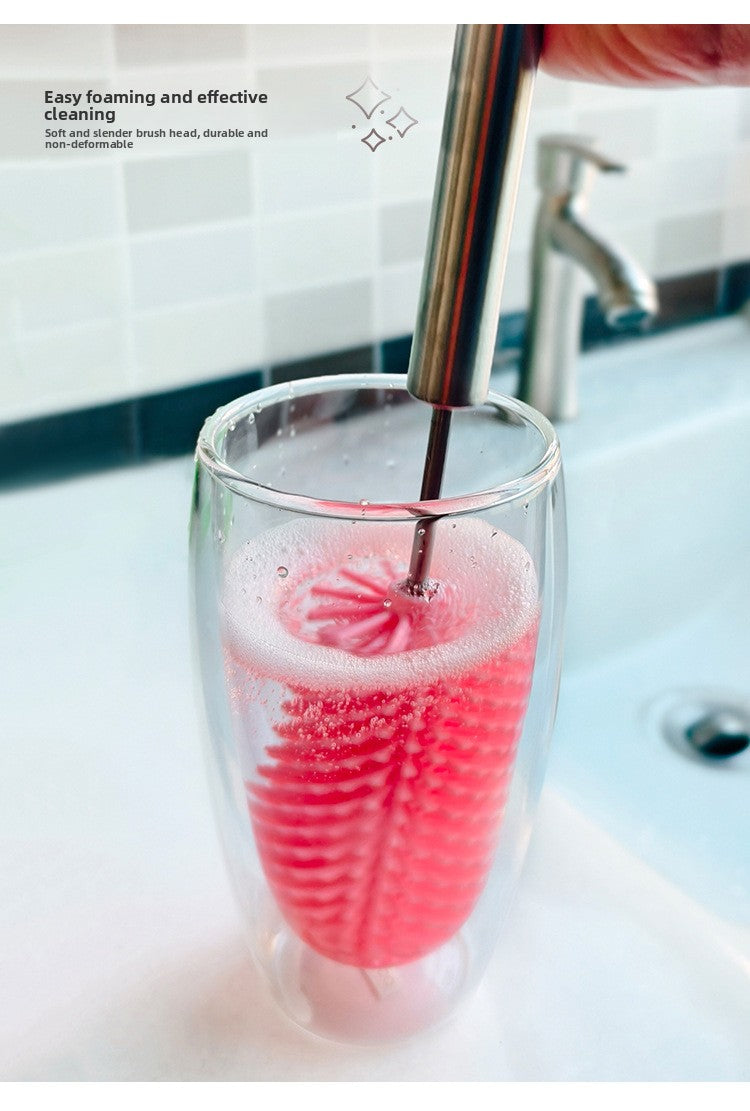 Rotating Silicone Cup Brush Milk Bottle Brush Multifunctional Semi-automatic Cleaning Brush Household Press-type Rotating Cleaning Artifact