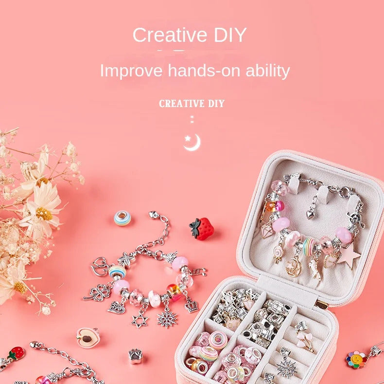 DIY Beaded Bracelet Set with Storage Box for Girls Gift Acrylic European Large Hole Beads Handmade Diy Jewelry Making Kit