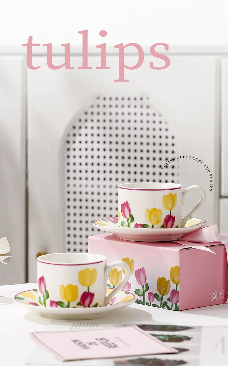 Cute Coffee Cup Set Flower Creative Coffee Cup Korean Style Good Looking Afternoon Tea Coffee Cup A Good Choice For Giving Gift