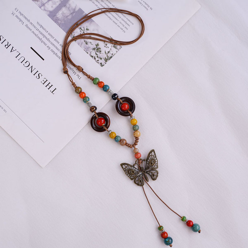 Jingdezhen Ceramic Necklace Women's Light Luxury Niche Autumn and Winter Sweater Necklace