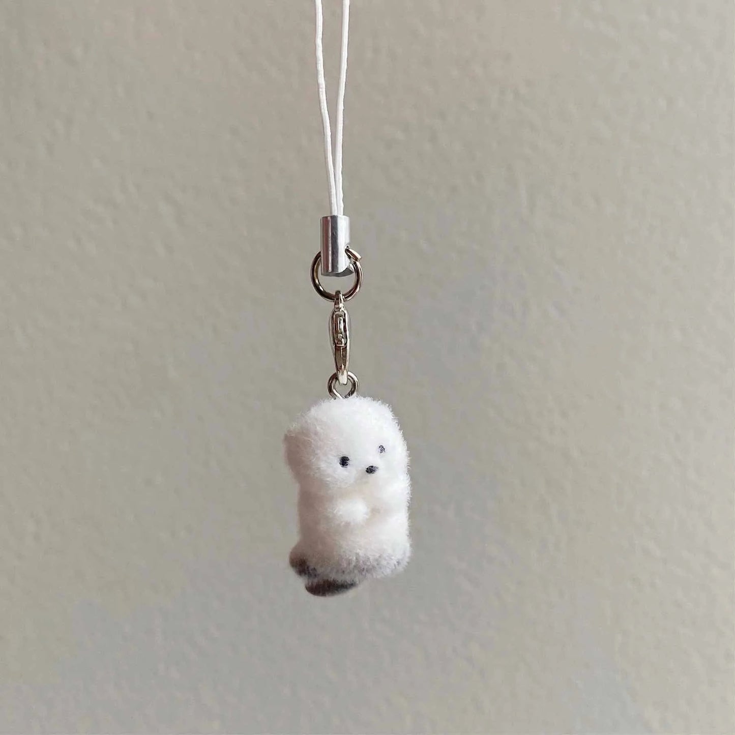 Ins Style Cute Seal Shape 3D Keychain Phone Charms Strap Kawaii Plush Flocking Pendant for Airpods Schoolbag