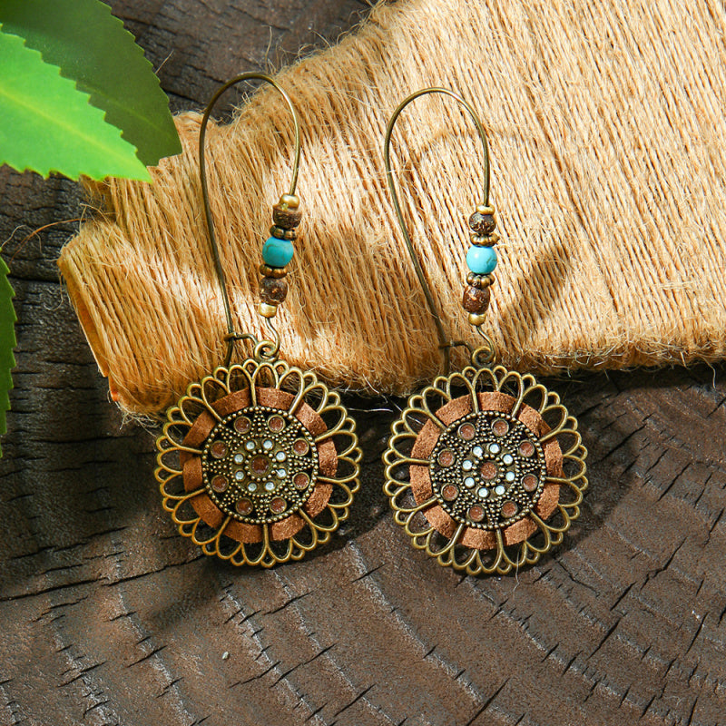 Earrings Bohemian Hair Long Tassel Shell Horn Sunflower Earrings