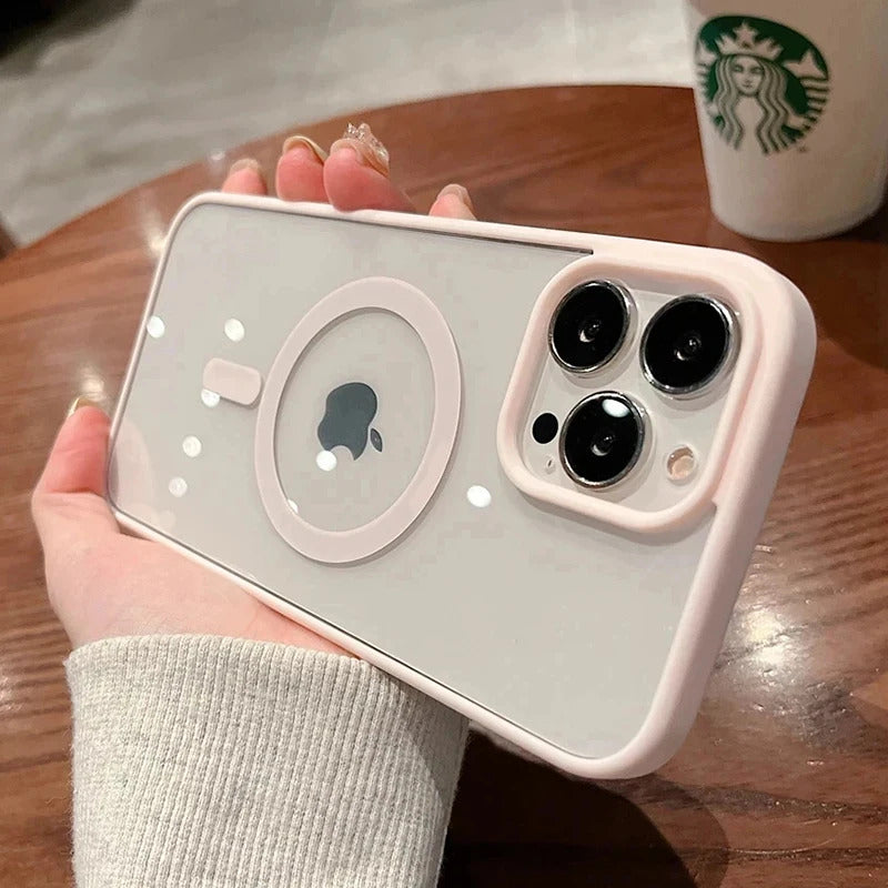 New Acrylic Magnetic Clear Case For iPhone 16 15 14 13 12 11 Pro Max 16 Plus Magsafe Wireless Charge Girls Pink Hard Back Cover