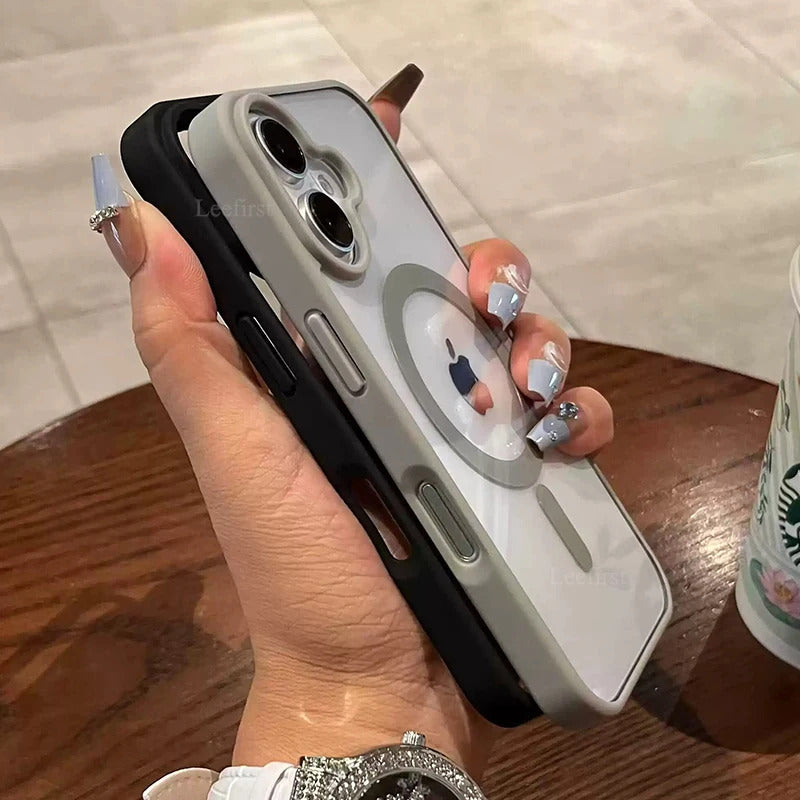 New Acrylic Magnetic Clear Case For iPhone 16 15 14 13 12 11 Pro Max 16 Plus Magsafe Wireless Charge Girls Pink Hard Back Cover