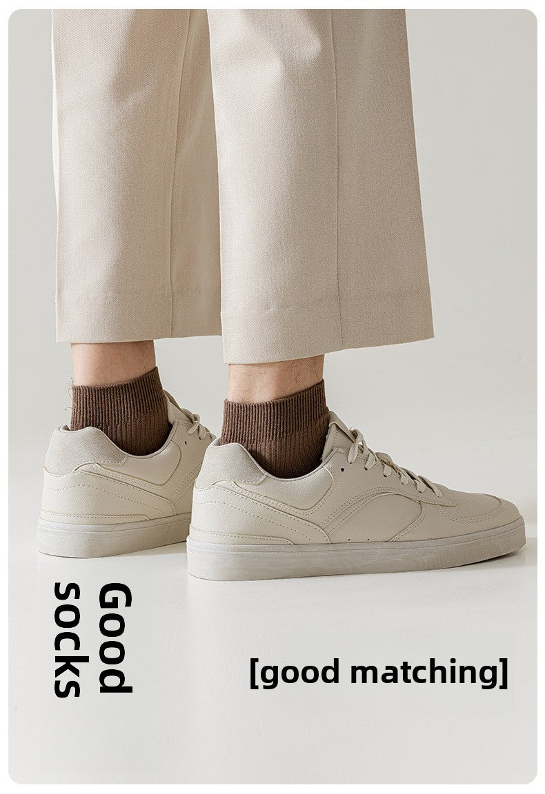 Socks Men's Spring and Summer Thin genuine goods Cotton Double Needle Drawable Mid-Tube Socks Anti-Bacterial Odor Bone-Free Sweat-Absorbing Men's Socks