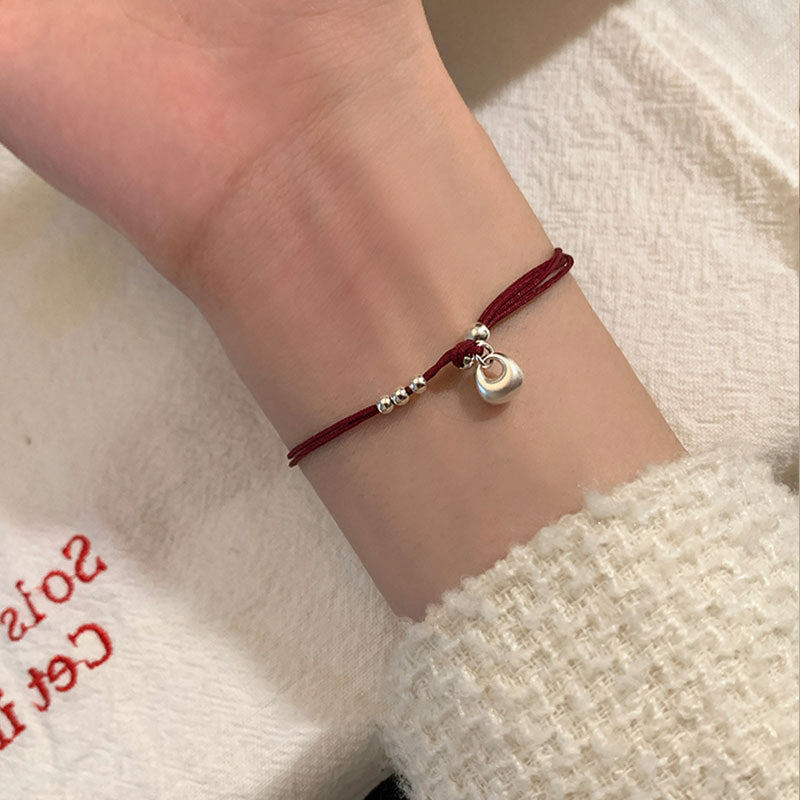 Xiaofutuo Red String Woven Bracelet for Women New Chinese Style Light Luxury Retro Hand Ring Jewelry