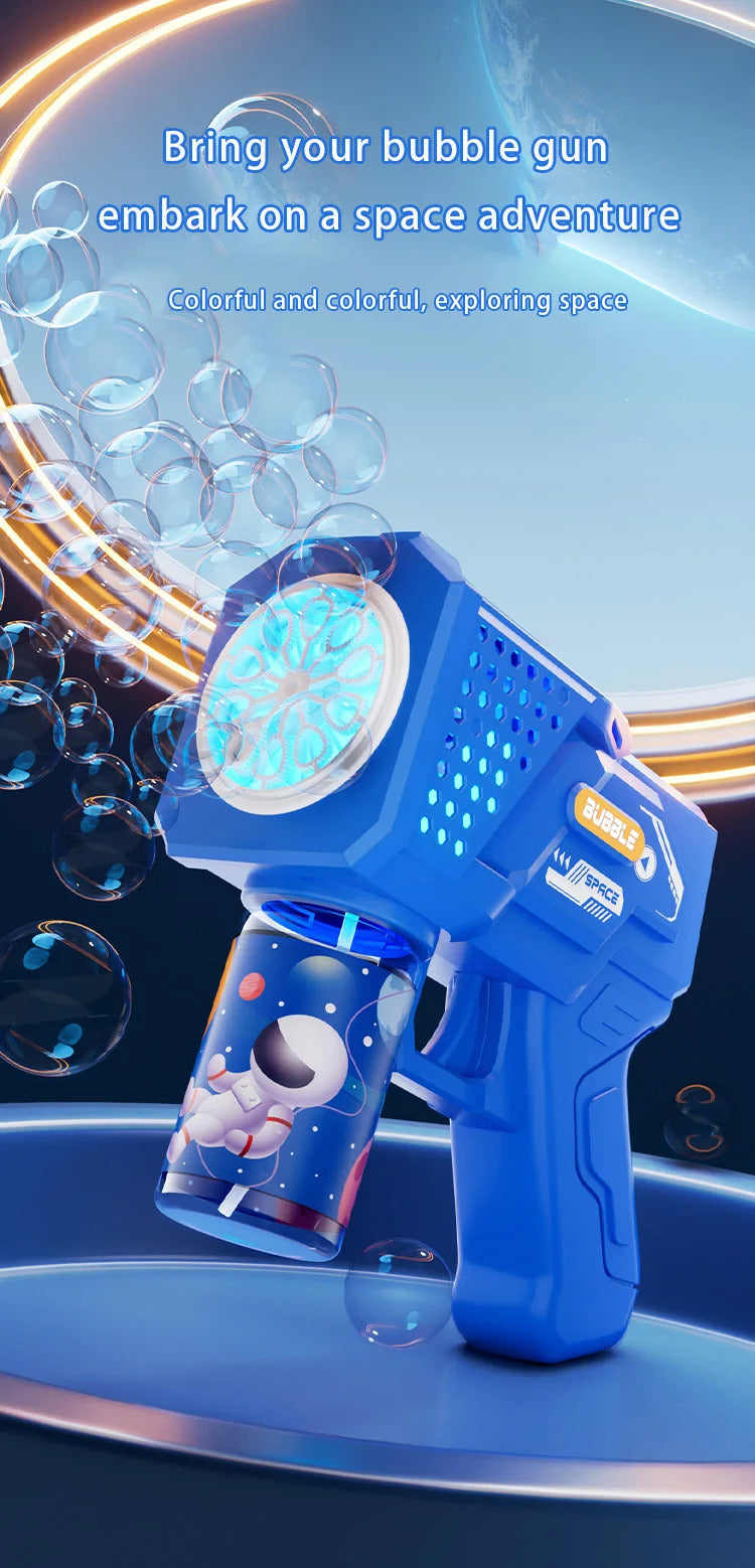 10 hole automatic bubble machine toy children's handheld space bubble gun electric light without battery bubble water