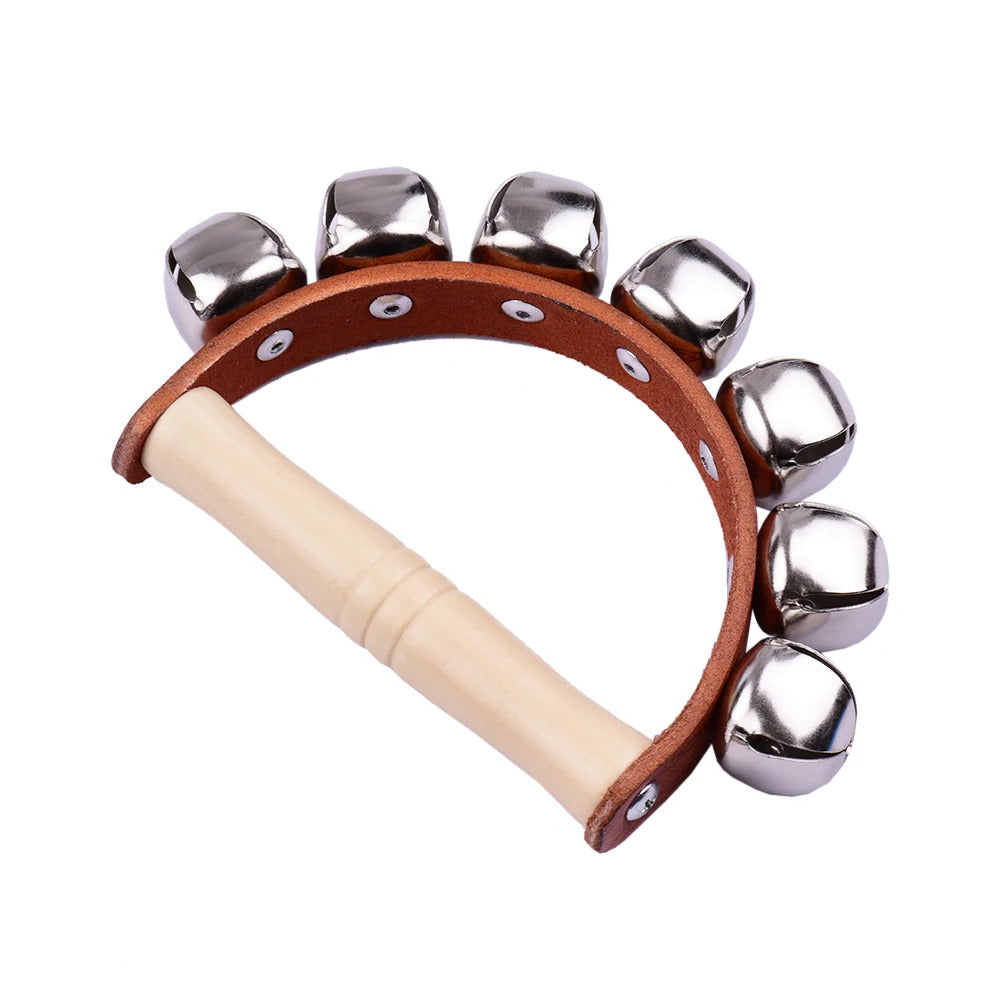 Handbell Hand Bells with 5pcs/7pcs Jingle Bells Wood Handle Musical Instrument Toy for Music Class