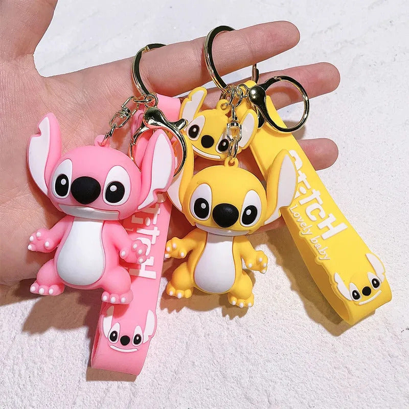 Hot Lilo & Stitch Toys Keychian Anime Stitch Pendant Keychain Sweet Pink Angel Keychians Women Car Keyring Girl Birthday Gift