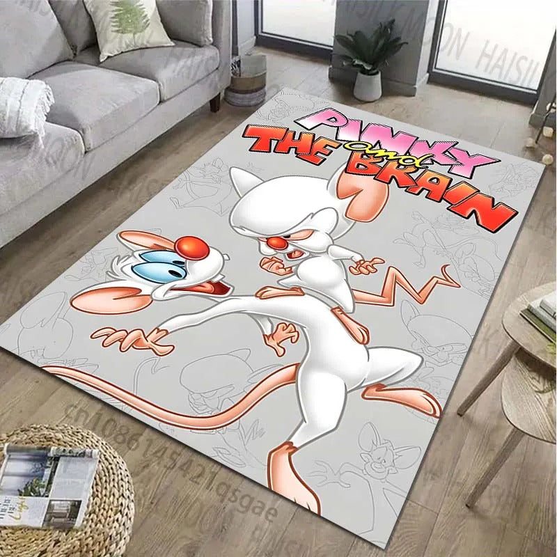 Classic Cartoon Pink The Brain Patter Carpet for Living Room Bedroom Bedside Bathroom Floor Mat Area Rug Sofa Mat Home Decor