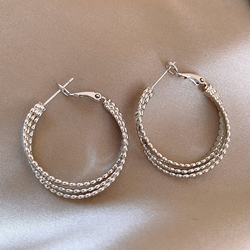 Simple Heart Circle Earrings Fashion Versatile Geometric Ear Clips Ear Studs Light Luxury High-end Feel Earrings for Women