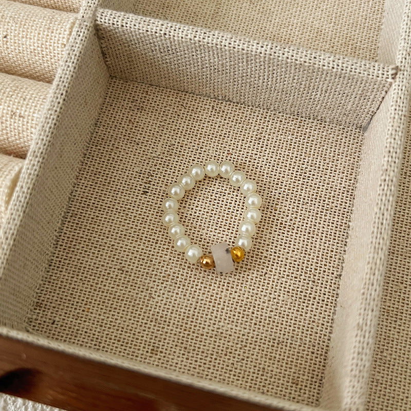 Color Crystal Beaded Ring Niche Design High-grade Finger Ring Light Luxury Elegant All-match Ring Accessories