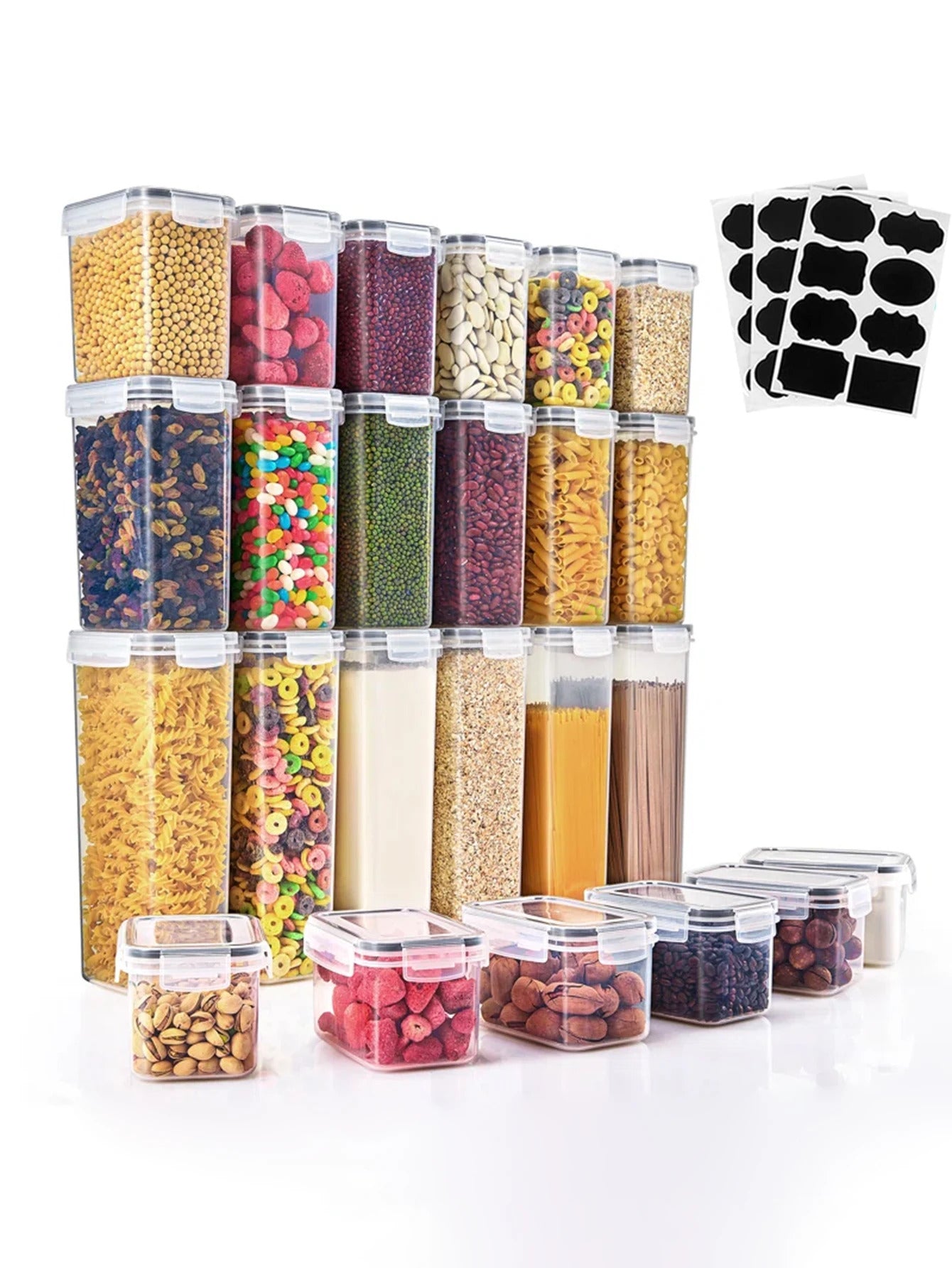 9pcs storage and organization，labeled and marked airtight food storage containers and condiment jars - keep grains, flour, salt,