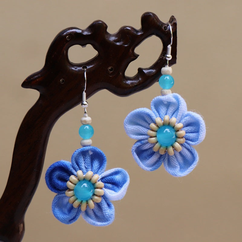 Ethnic style blue tie-dye earrings hand-woven tie-dye earrings travel companion gift