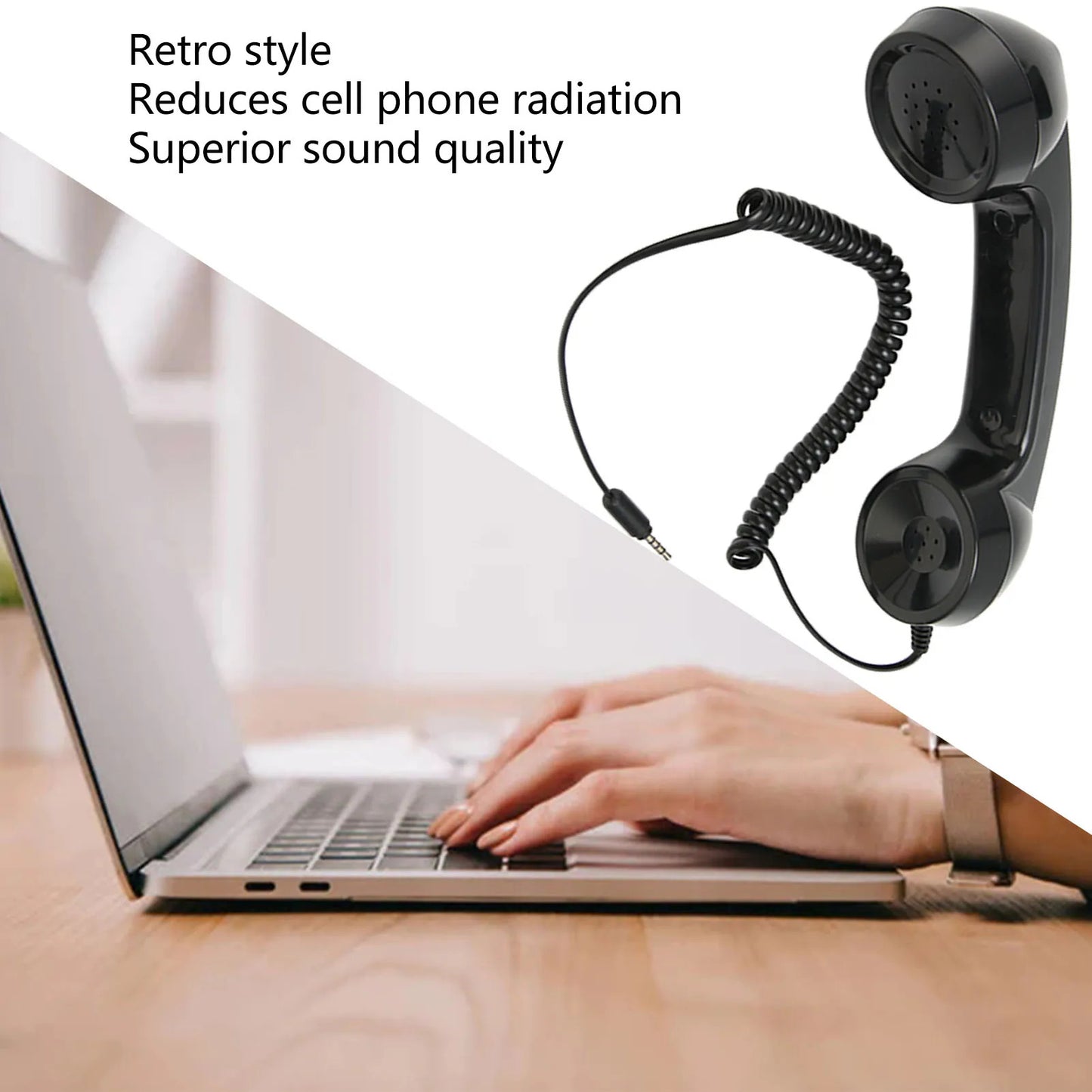 Retro Phone Handset Multifunction Radiation Proof Handheld Cell Phone Receiver for Mobile Phones Computers