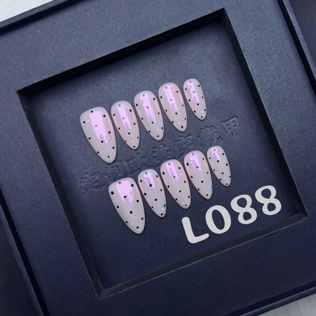 Black and White Spotted European and American Style Wearable Nail Tips Cross-Border Exclusive New Handmade Elegant Whitening Nail Tips