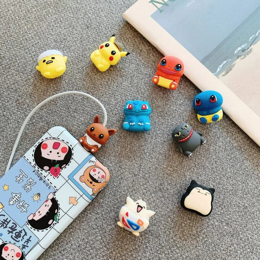 Pokemon Pikachu Doll Data Cable Protective Cover Kawaii Anime Pikachu Protective Cover Mobile Phone Accessories Anti-breakage