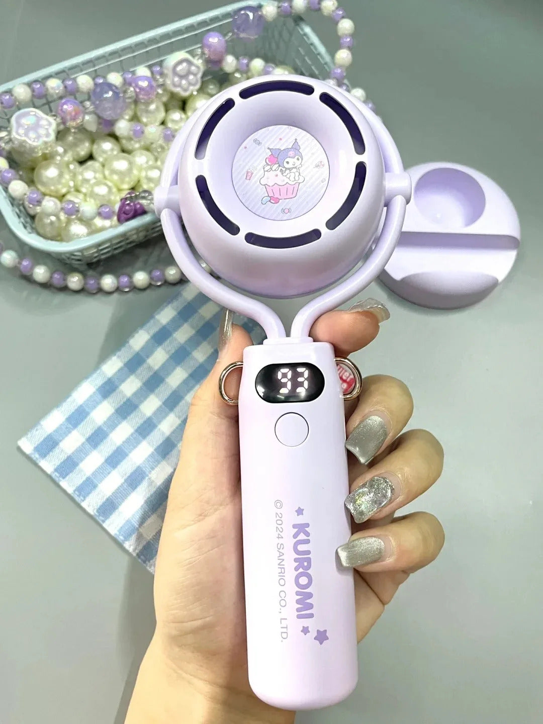 10000 Ma Sanrio Usb Folding Handheld Mini Fan Kuromi Pachacco Portable Hanging Neck Fan Bladeless Ultra-quiet Strong Breeze Fans