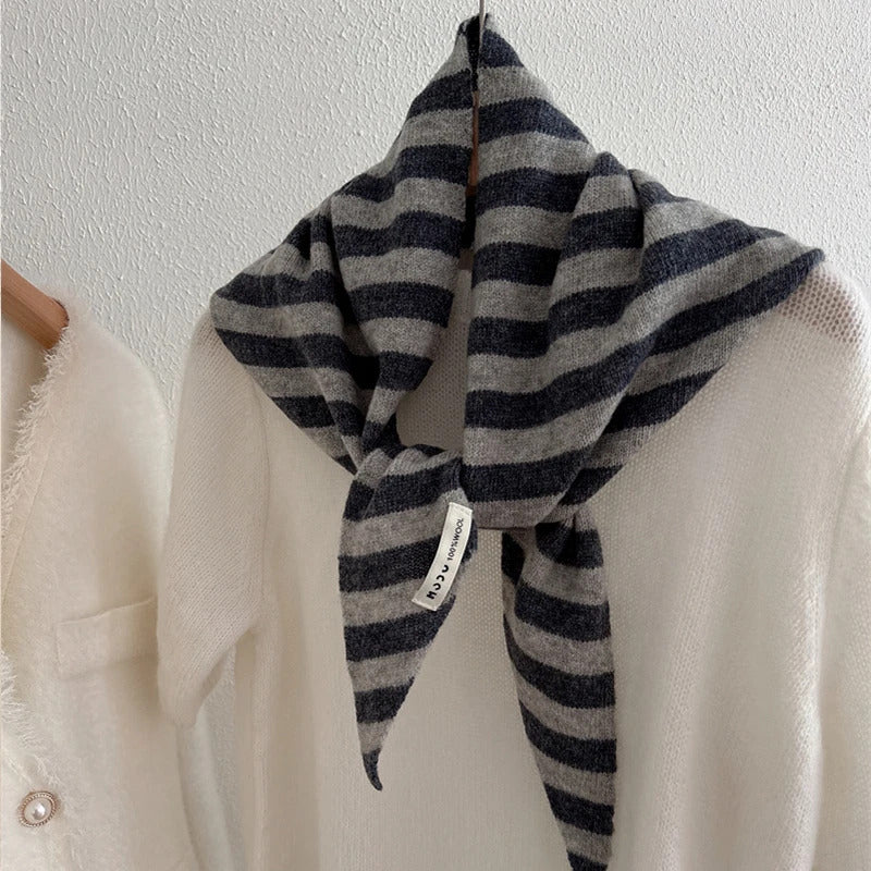 British Korean Triangle Scarf  Niche Wool  Triangular Scarf Women Headscarf Knitted Scarf Multi-functional Warm Knitted Scarf