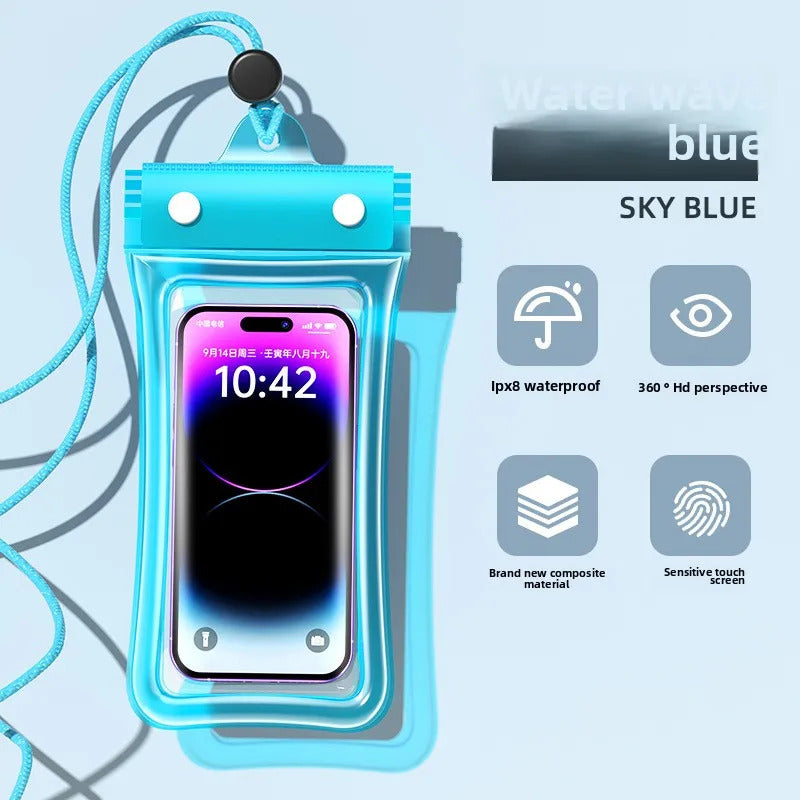 IPX8 30M 3 Fold Touchable Airbag Anti Sinking Waterproof Phone Bag Pouch for Apple IPhone Xiaomi Samsung Swimming Lanyard