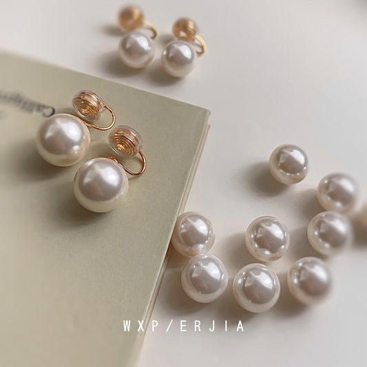 Pearl Mosquito-repellent Incense Plate Ear Clip Plated with 18K Gold High-grade Simple Painless Earrings