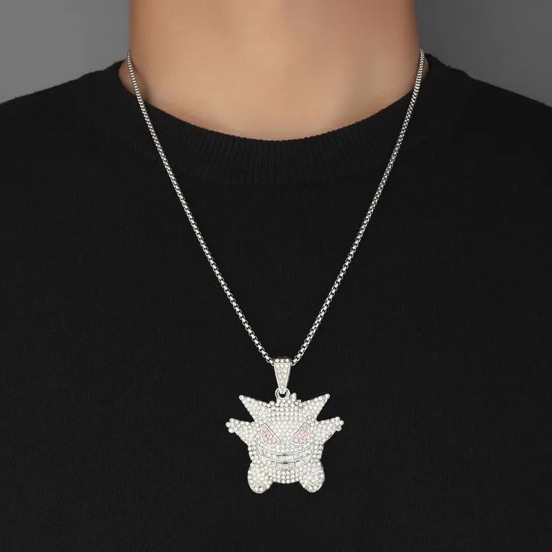 Pokemon Gengar Diamond Necklace Anime Shaped Necklace Children's Birthday Gift Simple Fashion Neck Pendant Decoration Gifts
