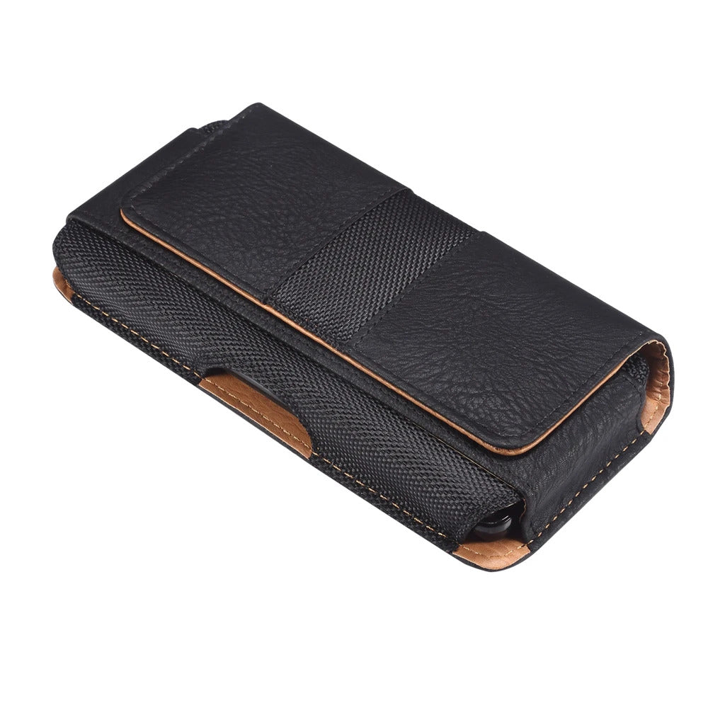 Universal Leather Mobile Phone Waist Bag For iPhone 15 14 13 12 Pro Max Samsung Huawei Xiaomi Men Belt Clip Cover With Card Slot