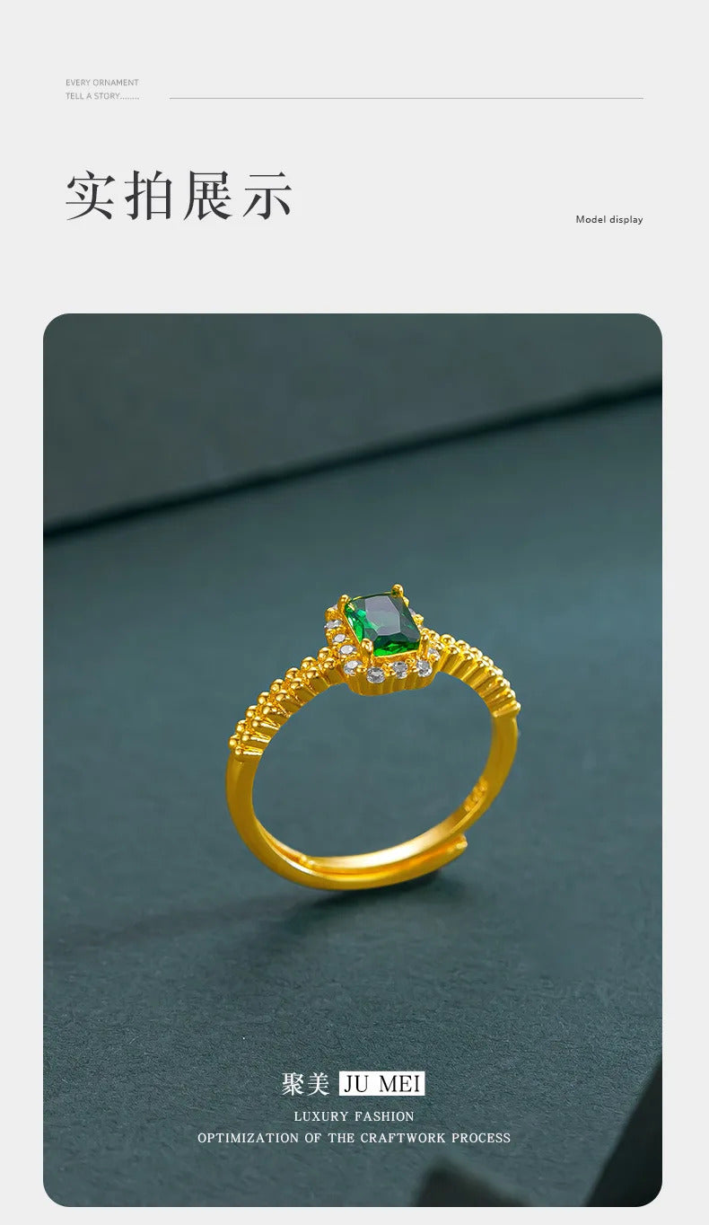 9999 24K  real gold store, same gold women's ring, beautiful moissanite jewelry