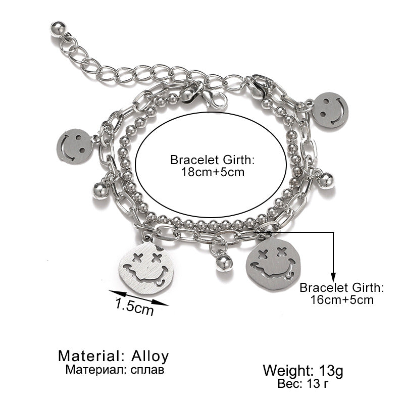 Bear Bracelet Korean Style Design Cold Style Cross Pendant Double Layer Bracelet