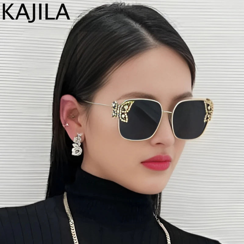 Oversized Square Sunglasses Women Rhinestone Butterfly Frame Sun Glasses 2025 Luxury Brand UV400 Protection Eyewear For Ladies