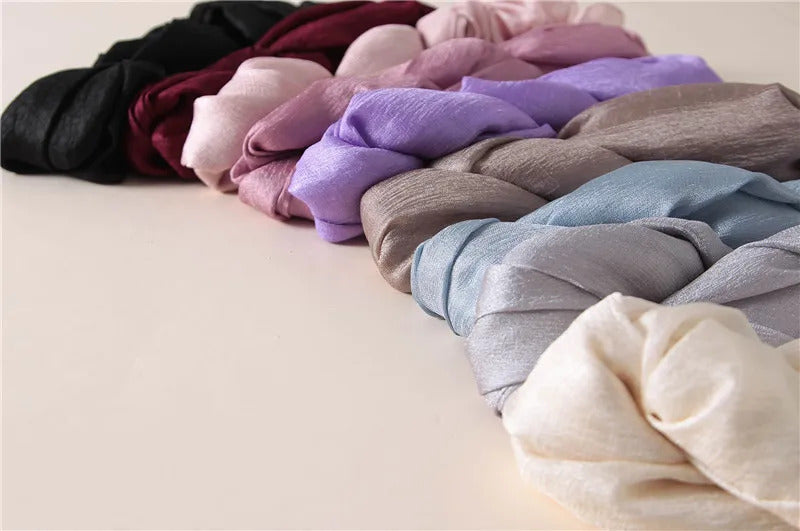 2023 Luxury Brand Women Fashion Scarf Plain Solid Silk Linen Shawls Scarves Summer Lady Bandanas Pashmina Foulard Hijab 180*90Cm
