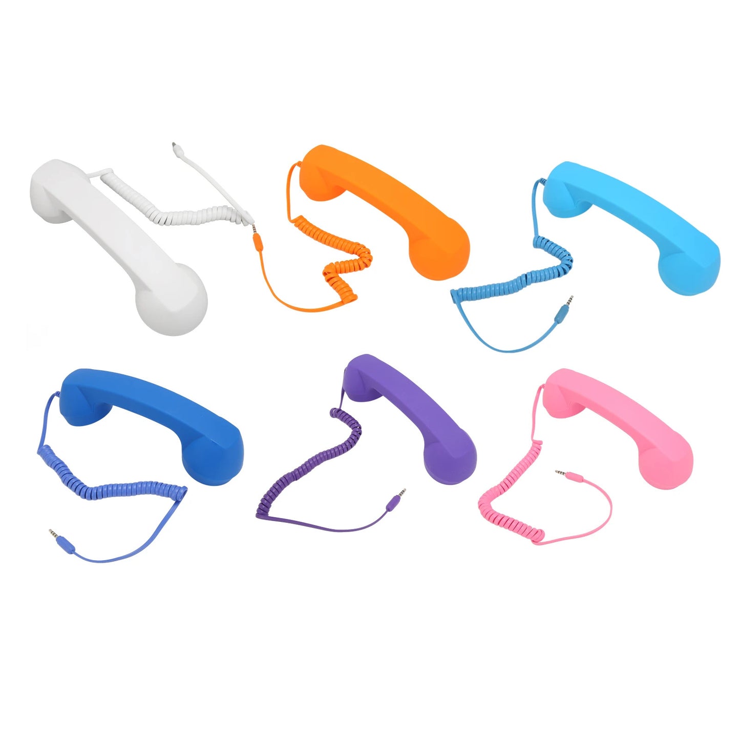 Handheld Phone Receiver Coiled Cord Radiation Proof Cell Phone Handset Clear Sound 3.5mm Plug Adjustable Volume for Smartphone