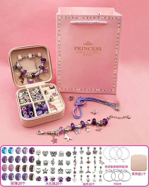 DIY Beaded Bracelet Set with Storage Box for Girls Gift Acrylic European Large Hole Beads Handmade Diy Jewelry Making Kit